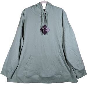 Fleece Sweatshirt Hoodie Lounge Hooded Ava Viv Green 1X Pocket Casual Lounge New